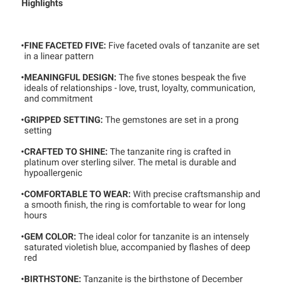 Genuine 5 Oval Tanzanites in Platinum over Sterling Silver Ring Sz ! NEW - Picture 7 of 9